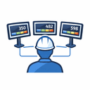 Icon: single operator managing multiple screens