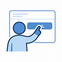Icon: operator clicking a single button on a clean screen