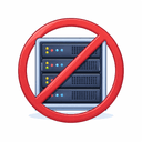 Icon: crossed-out server rack