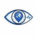Icon: eye with globe or location pin